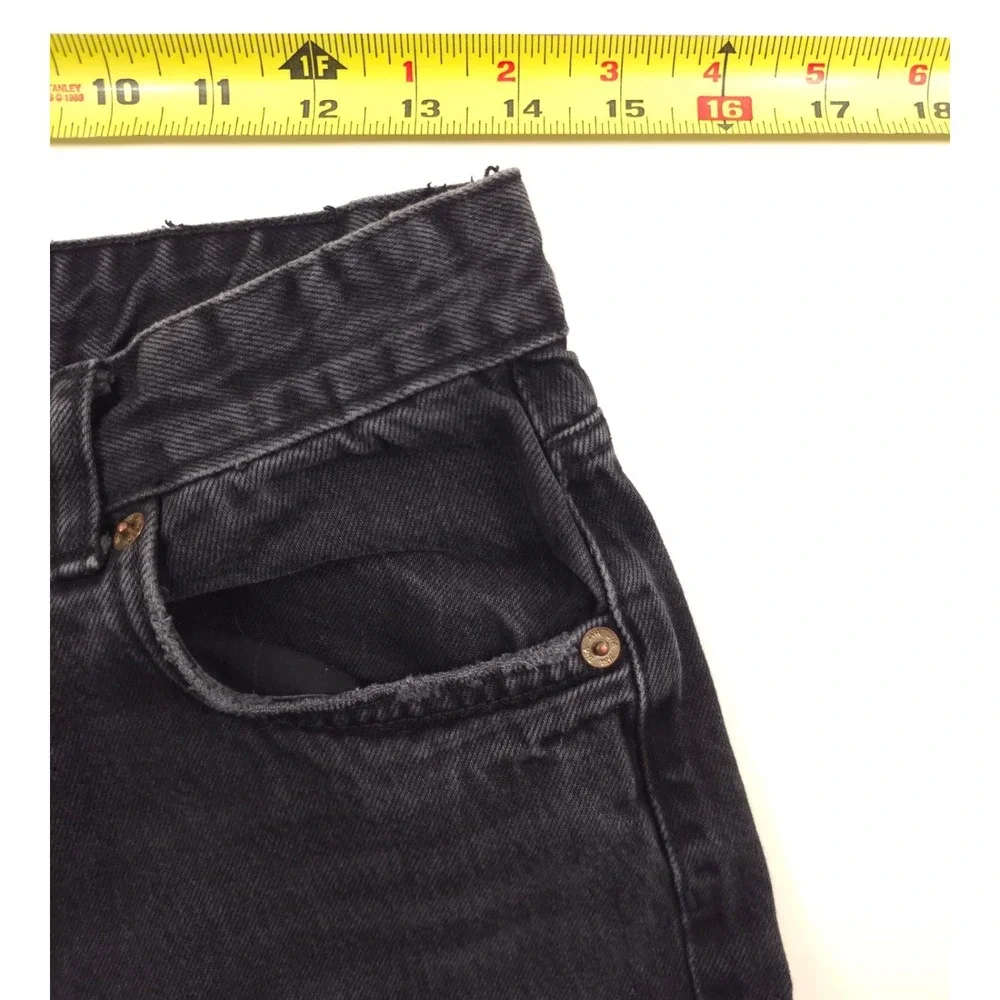 Zara Womens Jeans High Rise Straight‎ Leg Size 8 Faded Black Denim 5-Pocket
